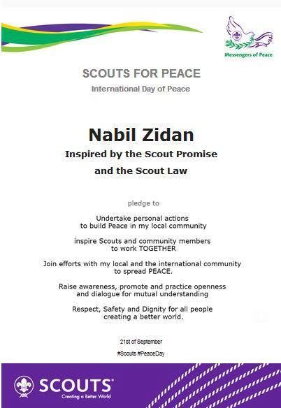 Certificat des scouts pour la paix
